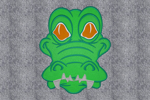 Alligator Face Embroidery Design