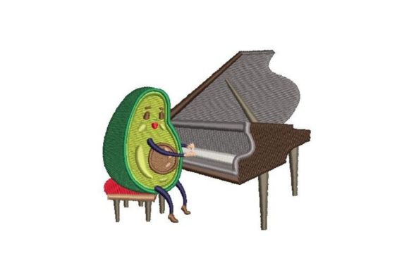 Avocado Pianist Embroidery Design