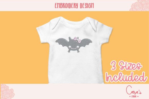 Bow Bat Embroidery Design