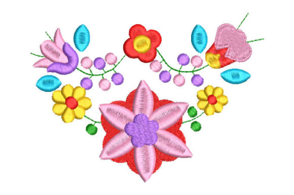 Colorful Spring Flowers Embroidery Design