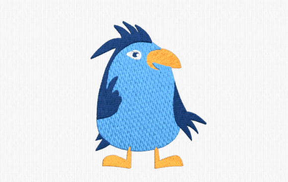 Goofy Blue Bird Embroidery Design
