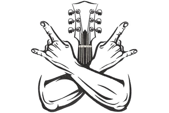 Guitar Thumbs Up Embroidery