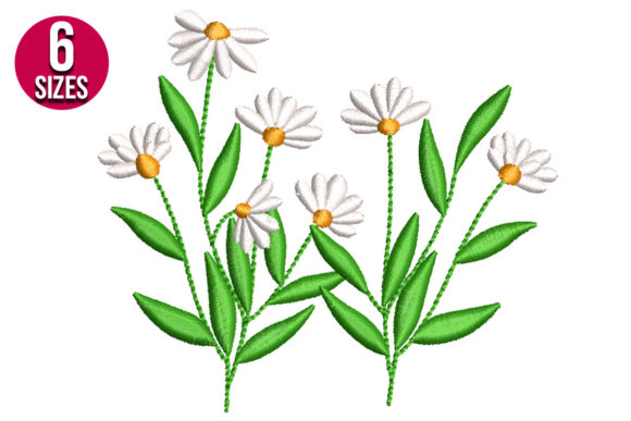 White Flowers Embroidery Design