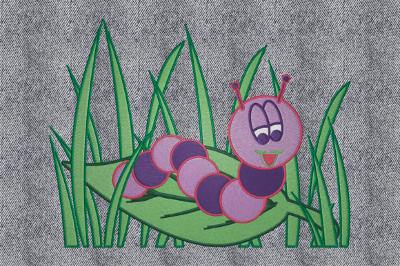Worm on a Leaf Embroidery Design